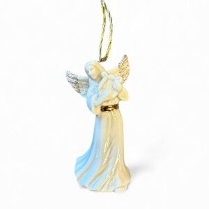 Mikasa Angel Ornament Holiday Elegance Porcelain Musical Harp Religious 2.5” EUC